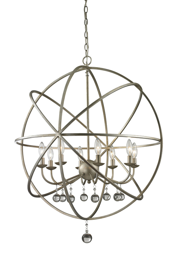 Acadia 8 Light Pendant in Antique Silver Finish