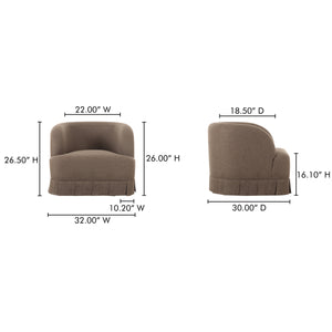 Moe's Maren Brown Swivel Chair with Pleat Base