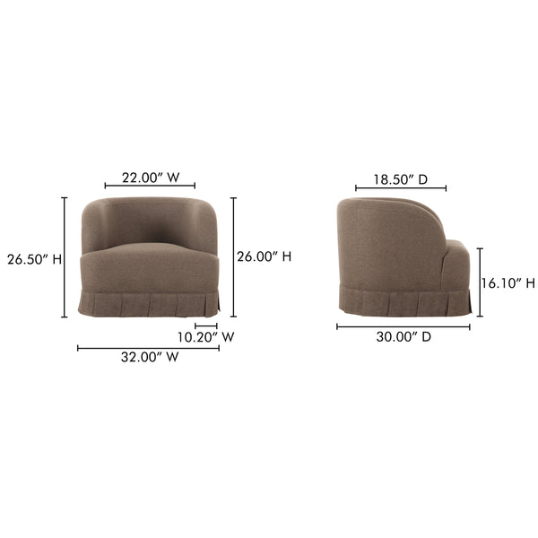 Moe's Maren Brown Swivel Chair with Pleat Base