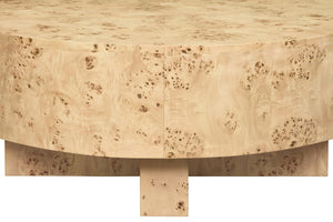 THICK TOP COFFEE TABLE WITH CROSS BASE IN BURL WOOD