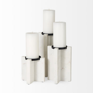 Sophia 5.5"L x 3.5"W x 10.5"H Marble Candle Holder Large