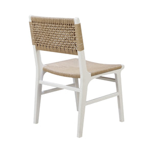 RATTAN WRAPPED DINING CHAIR IN MATTE WHITE LACQUER