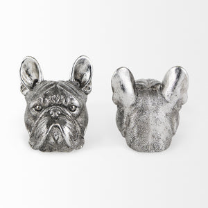 Bruno (Set of 2) 5L x 5W Silver American Bulldog Bookends
