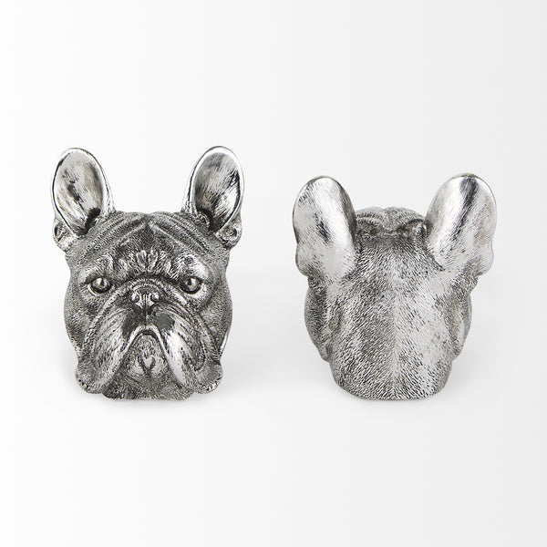 Bruno (Set of 2) 5L x 5W Silver American Bulldog Bookends
