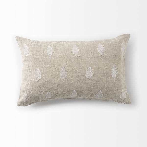 Enya 13L x 21W Beige and Cream Fabric Patterned Decorative Pillow Cover