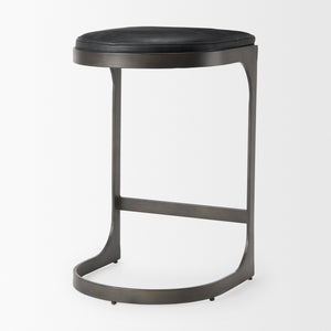 Tyson 17L x 18W x 28H Black Leather W/ Metal Frame Counter Stool