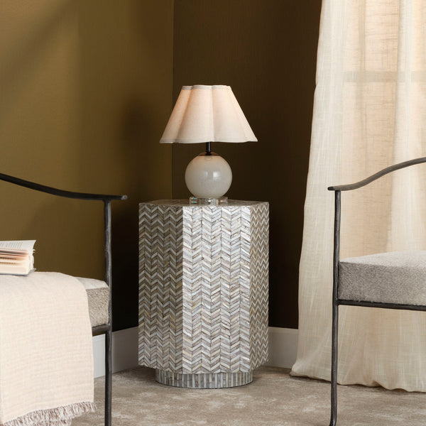 Brando Mother of Pearl Textured Hexagon Side Table