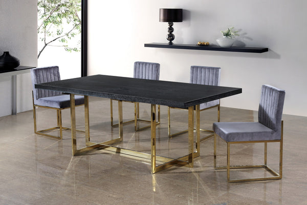 Joanna Dining Chair In Grey Velvet and Gold