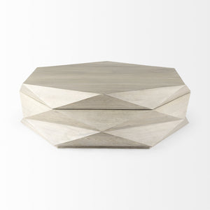 Arreto Natural Solid Wood Hexagonal Storage Coffee Table