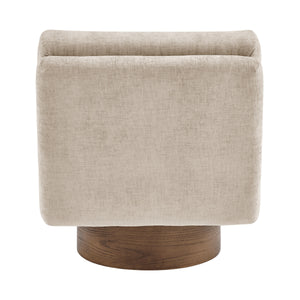 Zenda Chenille Swivel Accent Chair w/ Wooden Base, Millburry Beige