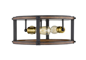 Kirkland 3 Light Flush Mount in Rustic Mahogany Finish
