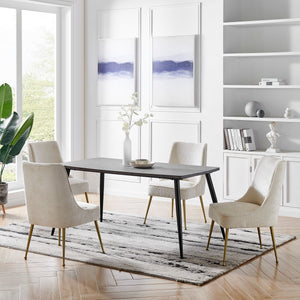 Cedric Fabric Dining Side Chair Gold Legs In Opus Cream (Set of 2)