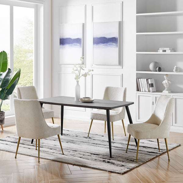 Cedric Fabric Dining Side Chair Gold Legs In Opus Cream (Set of 2)