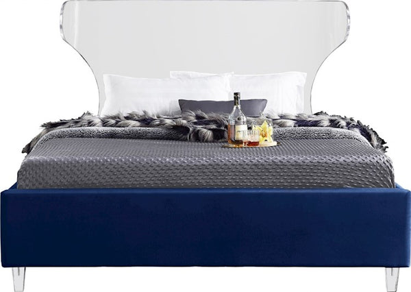 Levi Twin Bed In Navy Velvet