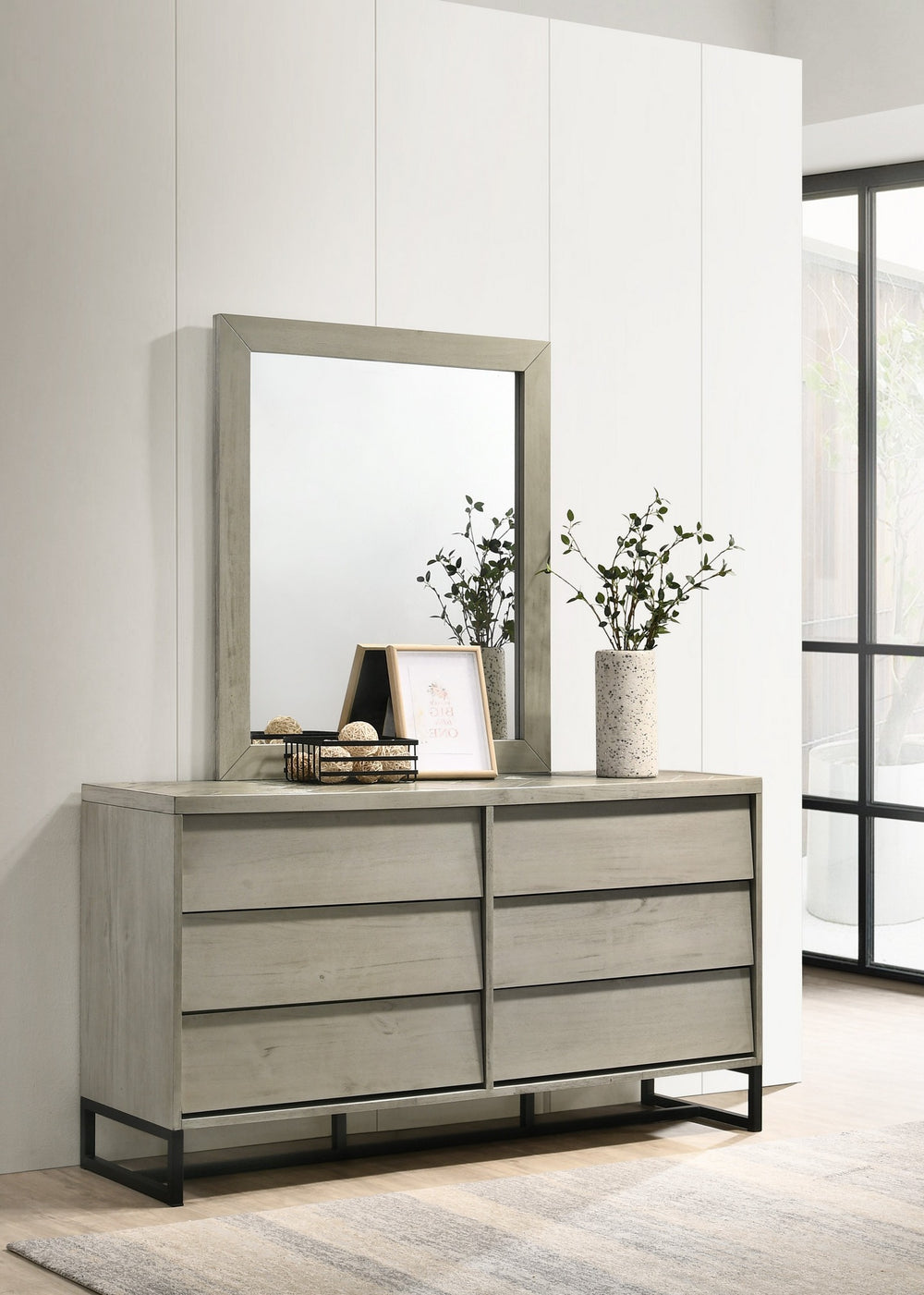Bobbie Mirror In Grey Stone
