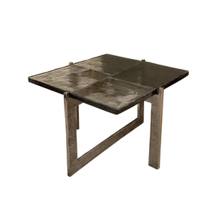 Walker Cast Aluminum Square Accent Table with Glass Top