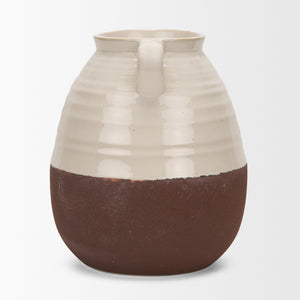 Tryna Large Beige w/ Matte Brown Ceramic Vase