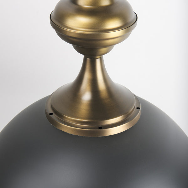 Willson 17.0L x 17.0W x 29.0H Black Iron W/Antique Brass Dome Pendant Light