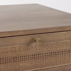 Grier Medium Brown Wood w/ Cane Accent Table