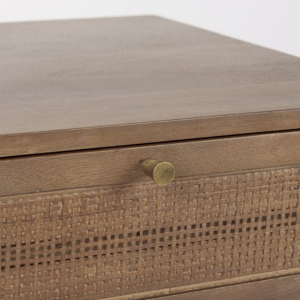 Grier Medium Brown Wood w/ Cane Accent Table