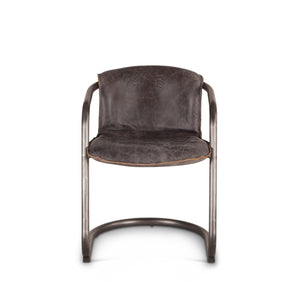 Portofino Distressed Antique Ebony Leather Dining Chair