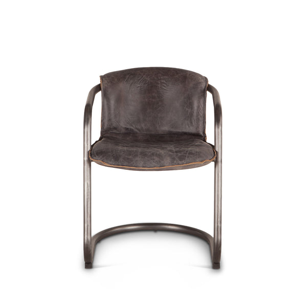 Portofino Distressed Antique Ebony Leather Dining Chair