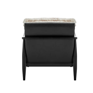 Edmond Faux Fur/Faux Leather Accent Arm Chair, Chrestville Sand/Black