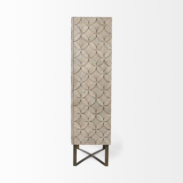 Excelsior II 68.1" H Light Brown Wood Gold Iron Base Storage Cabinet