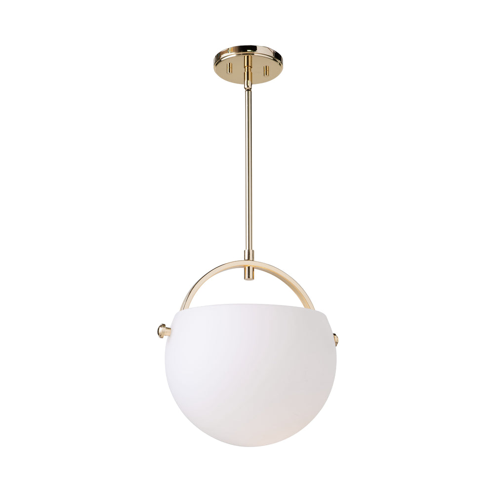 Single Opal Glass Pendant AC10080PB in Polished Brass