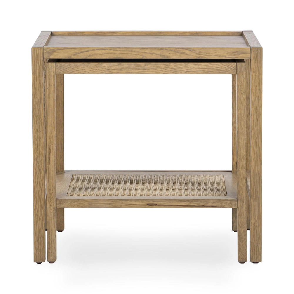 Devin Solid Wood Nesting Accent Tables in Latte Brown