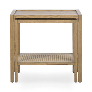 Devin Solid Wood Nesting Accent Tables in Latte Brown