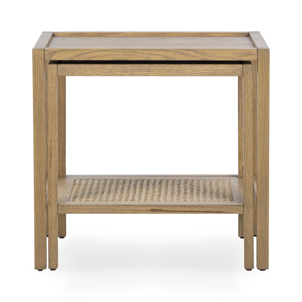 Devin Solid Wood Nesting Accent Tables in Latte Brown