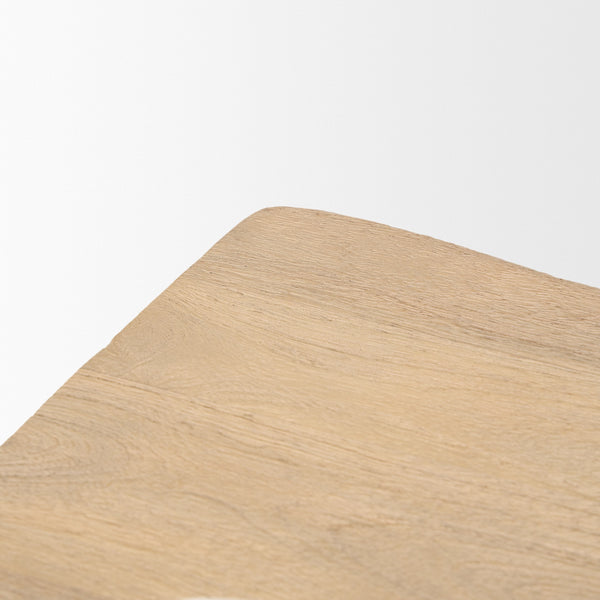Sekou Light Brown Short Wooden Craftsman Stool