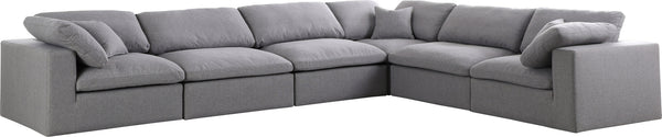 Carmen Cloud Modular Sectional In Grey Linen Fabric