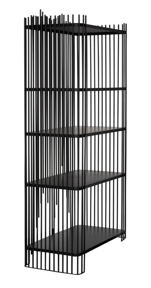 Mila Industrial Steel Bookcase in Matte Black
