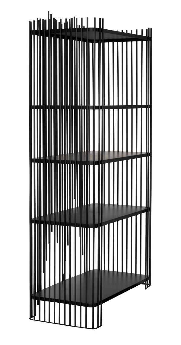 Mila Industrial Steel Bookcase in Matte Black