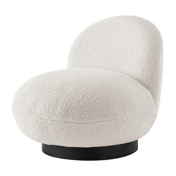 Zolia Faux Shearling Swivel Accent Chair, Shearling Beige