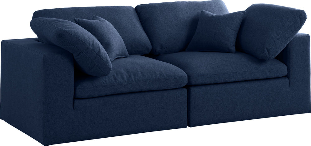 Carmen Cloud Modular Sofa In Navy Linen Fabric
