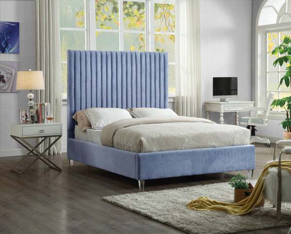 Fredrick King Bed In Sky Blue Velvet