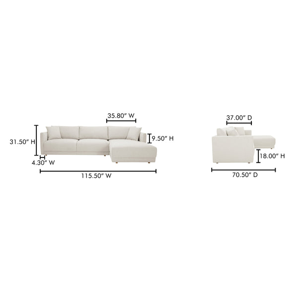 Moe's Bryn Sectional Right Oyster in Beige