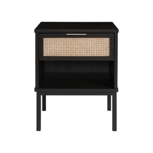 Caine KD Rattan Nightstand/Side Table, Black