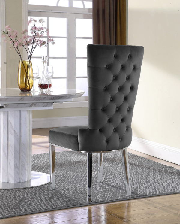 Hope Dining Chair In Grey Velvet