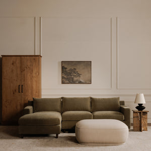 Moe's Marion Square Ottoman in Beige Fabric