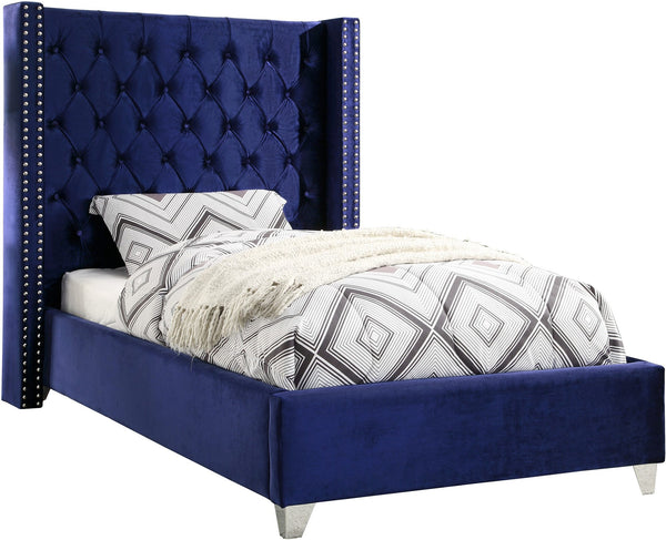 Isabel Twin Bed In Navy Velvet