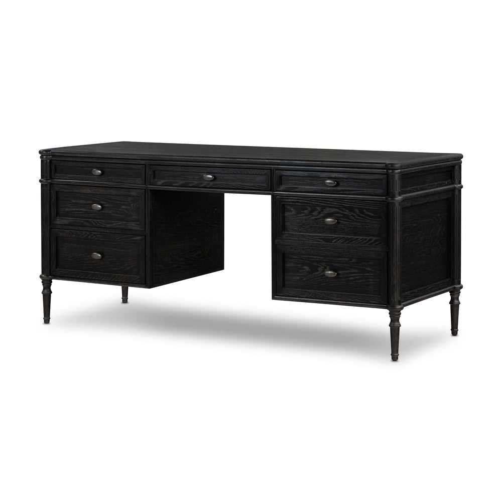 Toulouse Executive Desk In Distressed Black