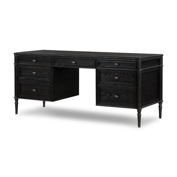 Toulouse Executive Desk In Distressed Black