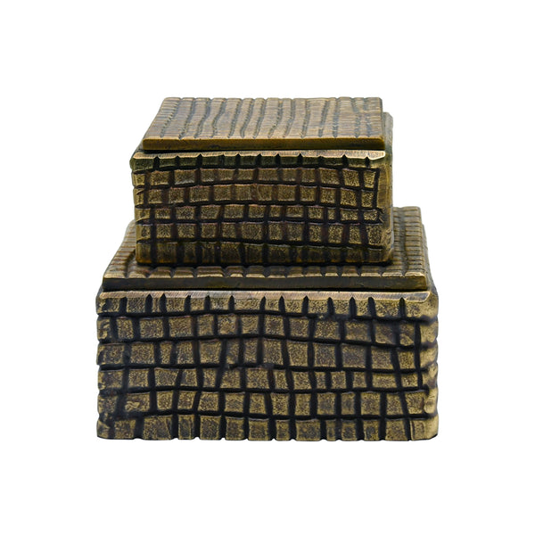 LARGE BRASS ALUMINUM BOX WITH REPTILE TEXTURE