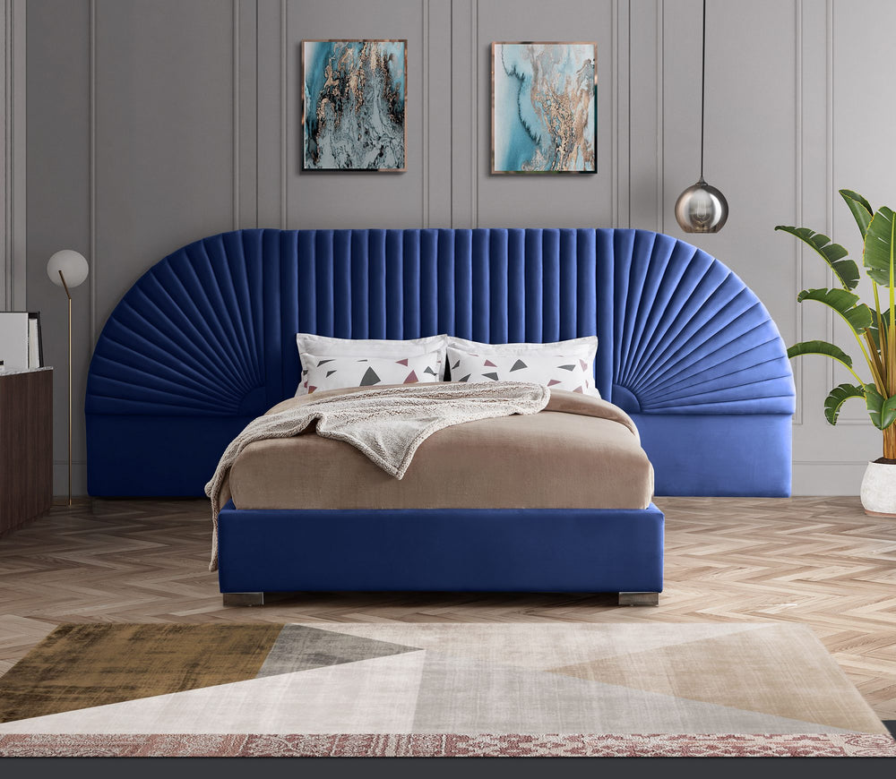 Diana Queen Bed In Navy Velvet