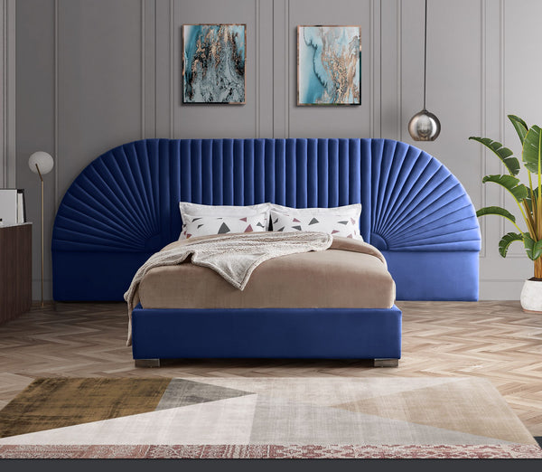 Diana Queen Bed In Navy Velvet