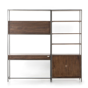 Trey Modular Wall Desk W/ 1 Bookcase - Auburn Poplar